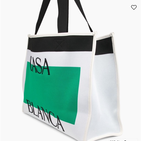 Casablanca Tennis Club Knit Logo Shopper Tote Bag White Green Black - Picture 15 of 16